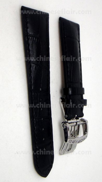 Chopard Black Leather Watchband - 22 mm